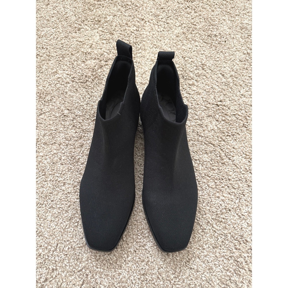 Vivaia Ryan Square Toe Slip On Chelsea Boots Black Knit Women Size 41 Minimalist